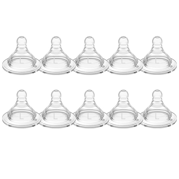 Silicone Replacement Nipple, Fast Flow Nipples for Wide Neck Bottles, 6+ Months, 10 Count