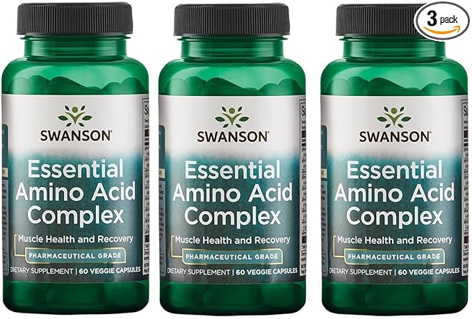 Swanson Ajipure 9 Essential Amino Acid Formula Pharmaceutical Grade 60 Veg Capsules (3 Pack)