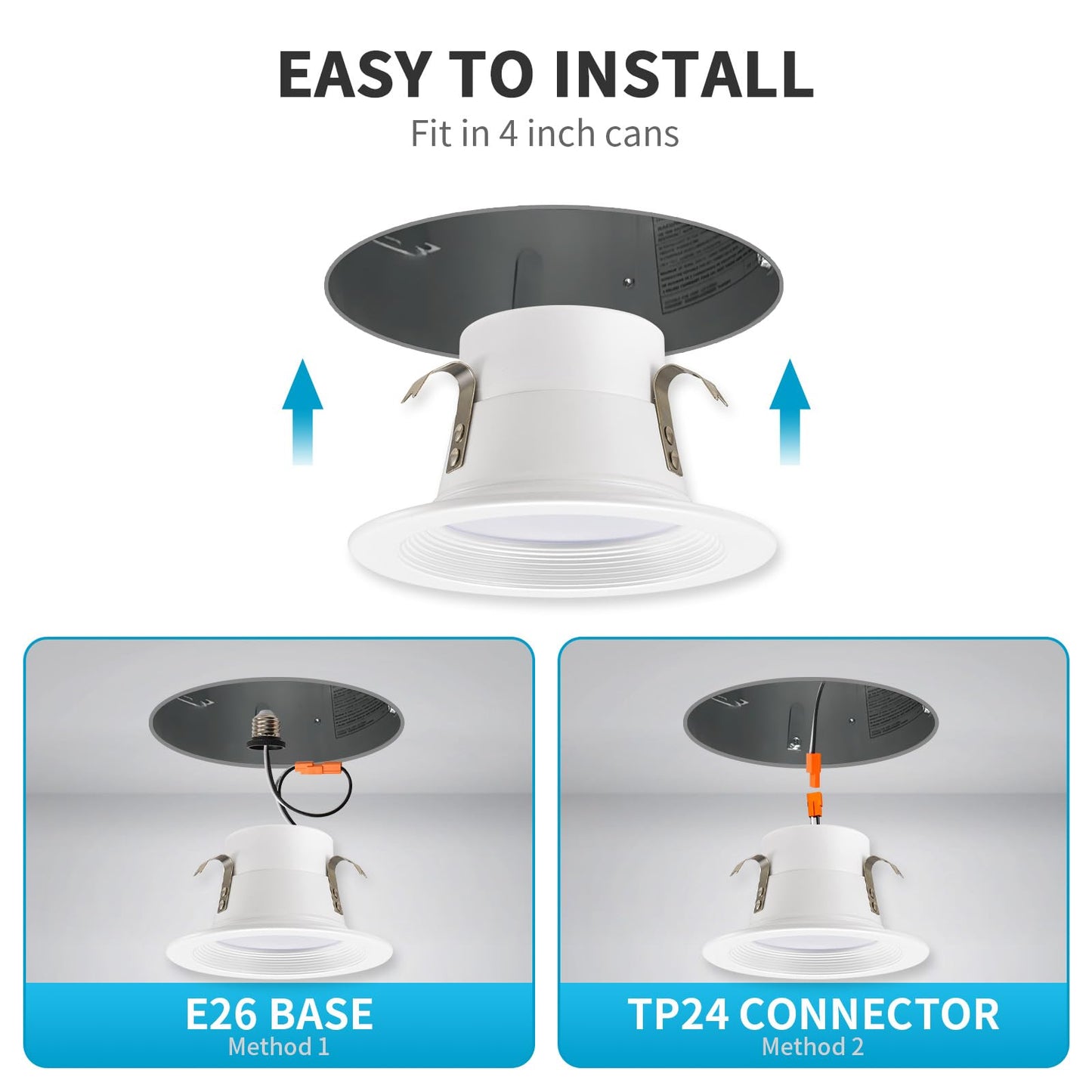 Mw 24 Pack 4 Inch Recessed Led Lighting 10W=75W 750Lm 2700K/3000K/3500K/4000K/5000K 4 Inch Led Recessed Lights  Baffle Trim Ic & Wet Rated  Etl & Fcc California Ja8 Certified