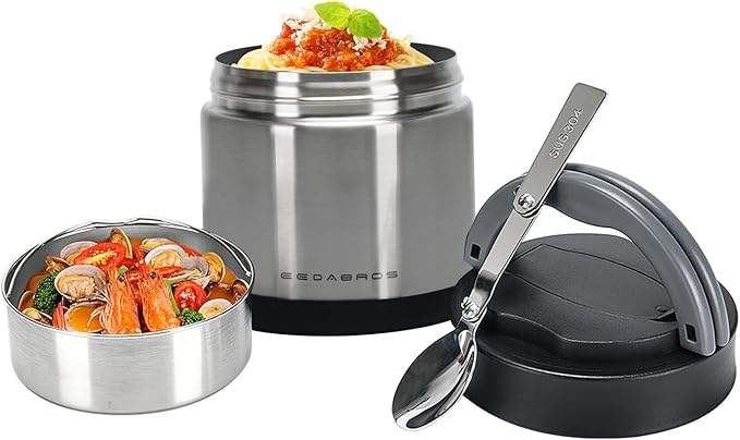 Thermo for Hot Food 23.6OZ, Vacuum Insulated Food Jar for Adults, Stainless Steel Soup Thermo Wide Mouth Leakproof Lunch Containers with Spoon for School Office