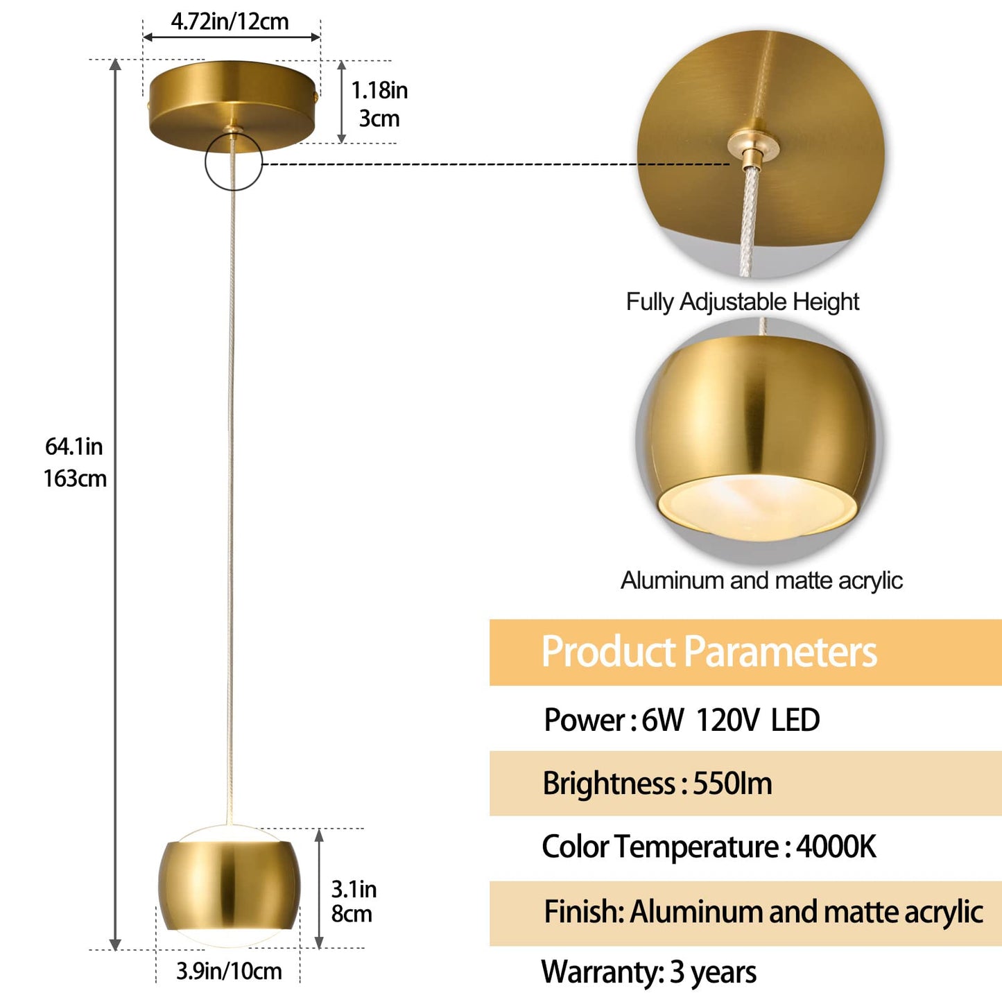 Adcthome Modern Led Dimmable Pendant Light Fixtures Mini Island Pendant Lighting For Kitchen Island Dinning Room Bedroom Bar  Kitchen Island Ceiling Hanging Light Fixtures(Gold-2-Pack)