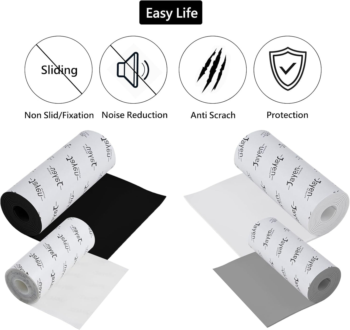 Non Slip Self Adhesive Silicone Cuttable Furniture Pads - 5x40 inch Anti-Sliding Rubber Floor Protectors for Any Furniture and Appliances