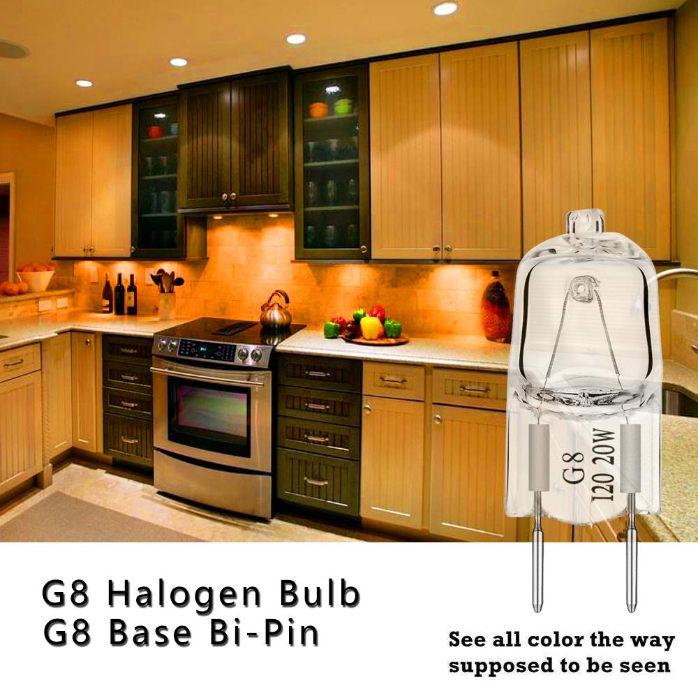 AHEVO G8 Dimmable Halogen Light Bulbs 20W 120V, Warm White, Glass, 10 Pack