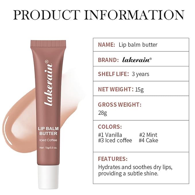 Petansy 4PCS Special Lip Butter Balm - Conditioning Lip Mask and Lip Balm for Instant Moisture,Natural Ingredients Vegan Non-Sticky Lip Glowy Balm，Soothing Lip Care