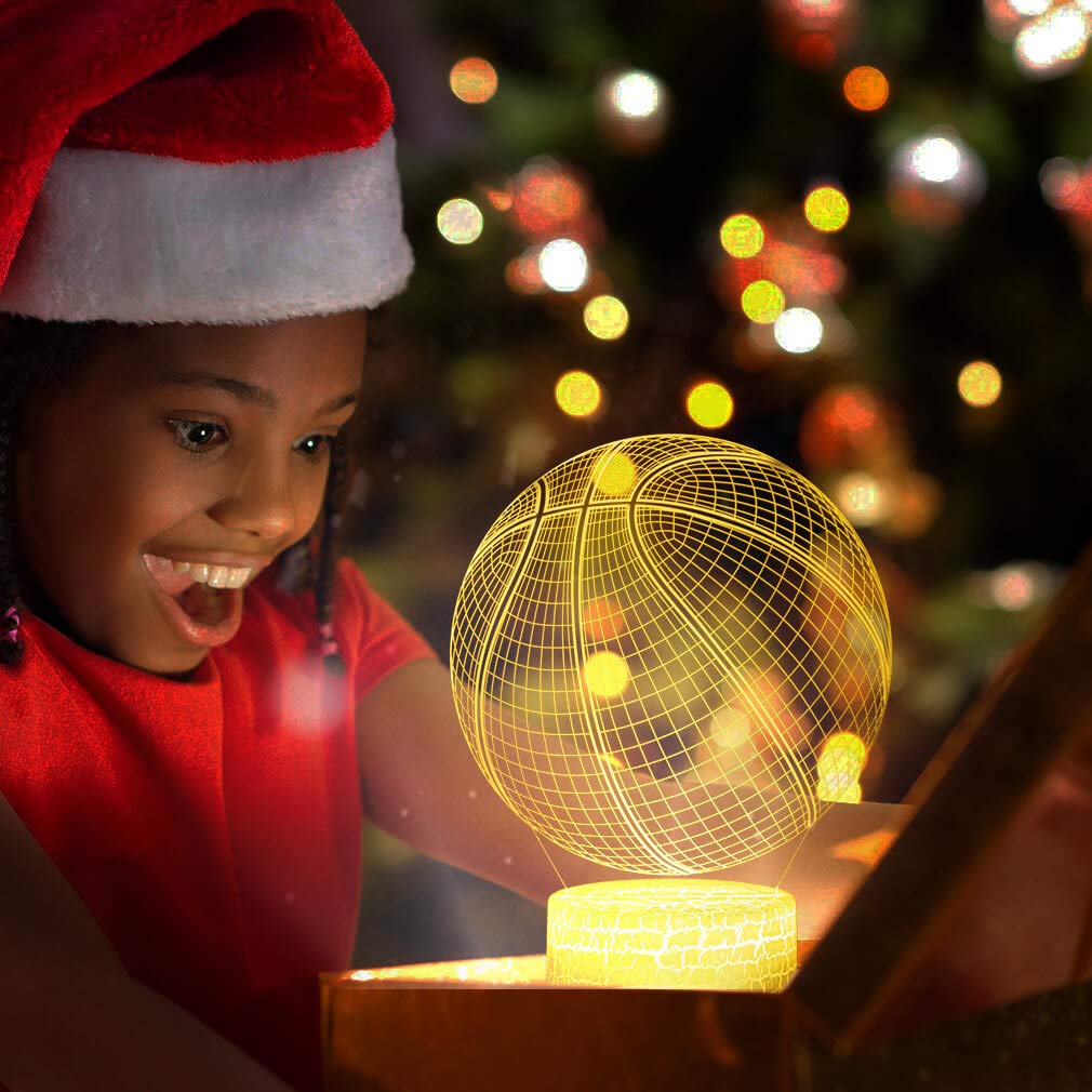 SEVEN LADY 3D Basketball Lamp Night Light with Remote, Acrylic Material, Adjustable Brightness, Gift for Kids and Sports Lovers