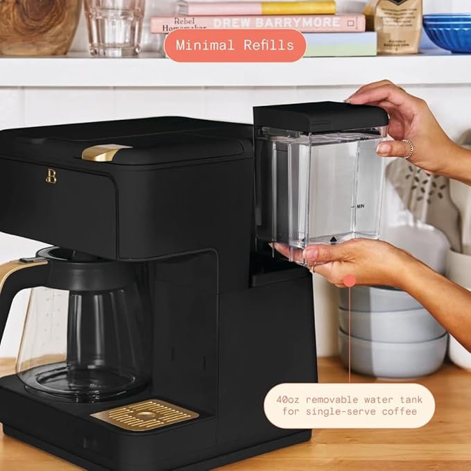 Beautiful Multi-Brew 12-Cup Programmable Coffee Maker with Touch Display by Drew Barrymore (Black Sesame)