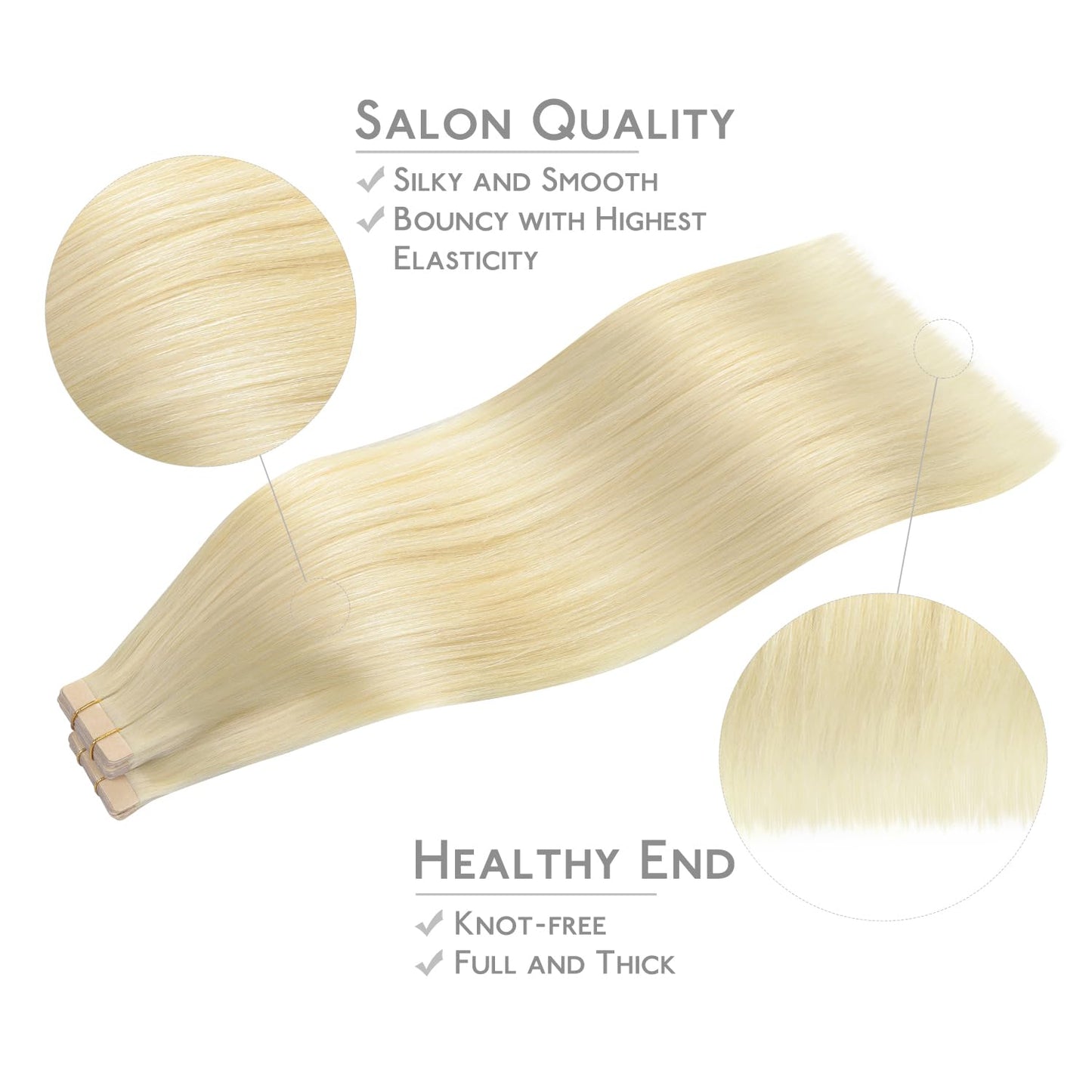 WENNALIFE Tape in Hair Extensions Human Hair, 40pcs 100g 14 inch Bleach Blonde Remy Hair Straight Tape in Extensions Invisible R