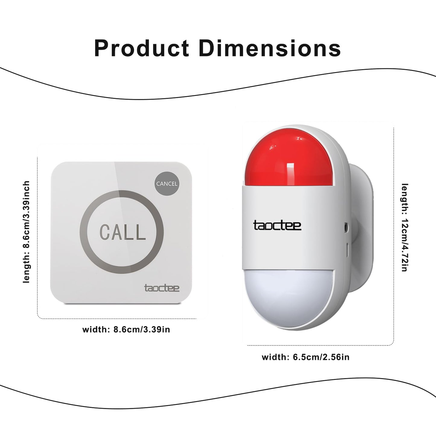 Taoctee Panic Button Alarm For House Remote Control Strobe Siren Alarm System Sound & Light Emergency Panic Button For Security,