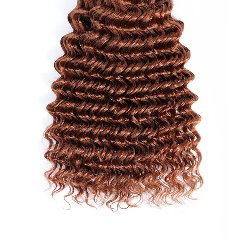 Peenoll 18 20 22 Inch Deep Wave Human Hair Bundles Chocolate Brown Color 30 Weave Bundles Human Hair 12A Unprocessed Brazilian V