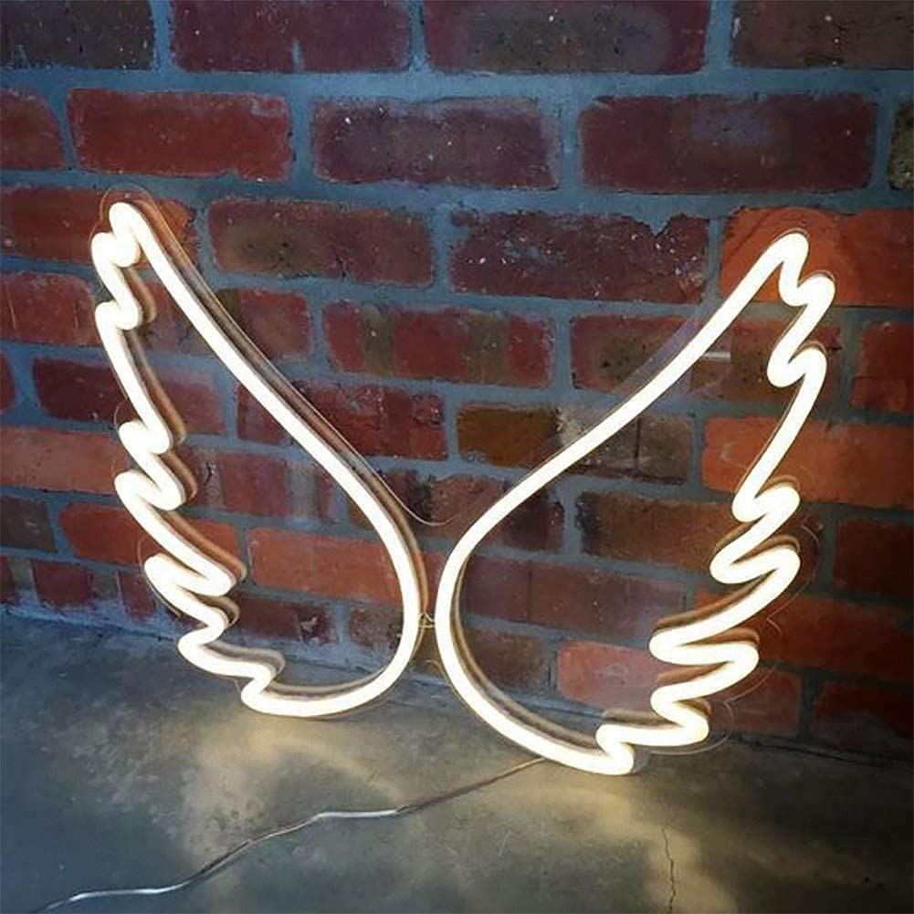 Ulalaza Neon Light Sign LED Decorative Marquee Sign 13inx17in White TT10233/Angel Wing