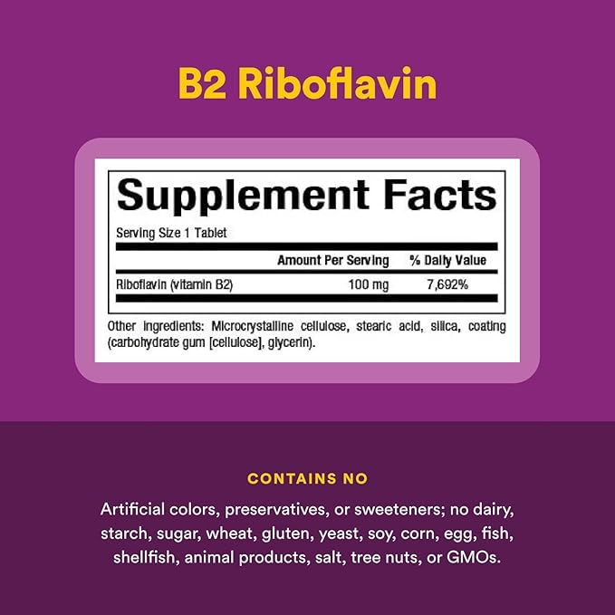 Natural Factors - Vitamin B2 Riboflavin 100mg, Support for Energy & Normal Metabolism, 90 Tablets