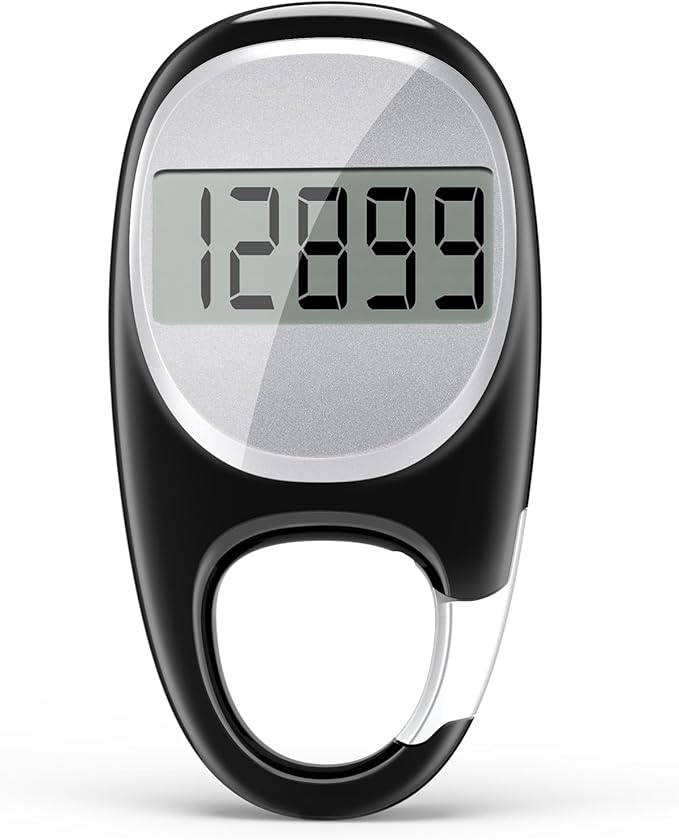 Simple Pedometer for Walking, Accurate Step Tracker with Carabiner, 3D Step Counter for Men Seniors