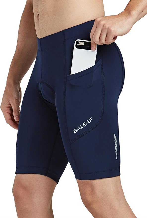 baleaf Men's Padded Bike Shorts Cycling Road Biking Riding Bicycle Cycle Wear Pockets UPF 50+ MTB Accessories Tights