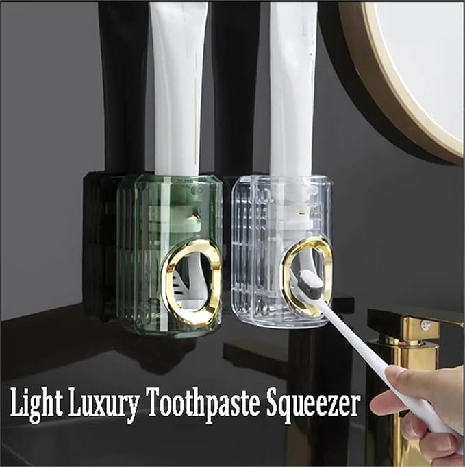 Light Luxury Toothpaste Squeezer, Automatic Toothpaste Squeezer, Toothpaste Dispenser, Household Wall Mounted Non-Punching Squeezer Toothbrush Holder Saves Toothpaste for Home (Color 01)