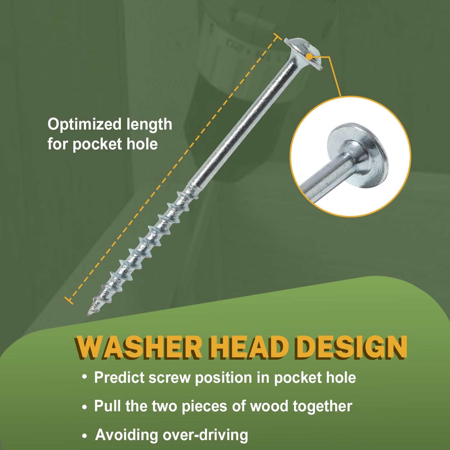 LIONMAX Pocket Hole Screws 1-1/4 Inch, 600 PCS Interior Pocket Screw #8 x 1-1/4", Coarse Thread, Square Drive, Washer Head, Zinc Plated, 150MM Drive Bit Included