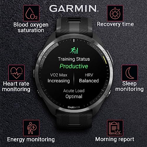 Wearable4U - Garmin Forerunner 965 Premium GPS Running and Triathlon 47mm Smartwatch with AMOLED Touchscreen Display, Carb...