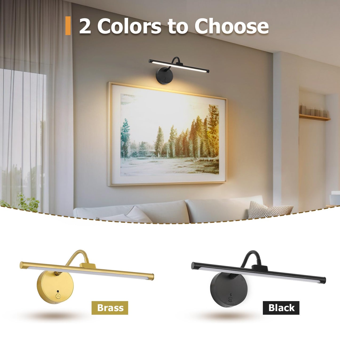 Picture Lights For Wall - Wireless Rechargeable Led Light With Remote  Adjustable Arm  Gold Battery Operated Display Lighting For discomfort-reducingtings  Bedroom  Gallery Wall D?Cor (Black  12.6 Inch - 1Pack)