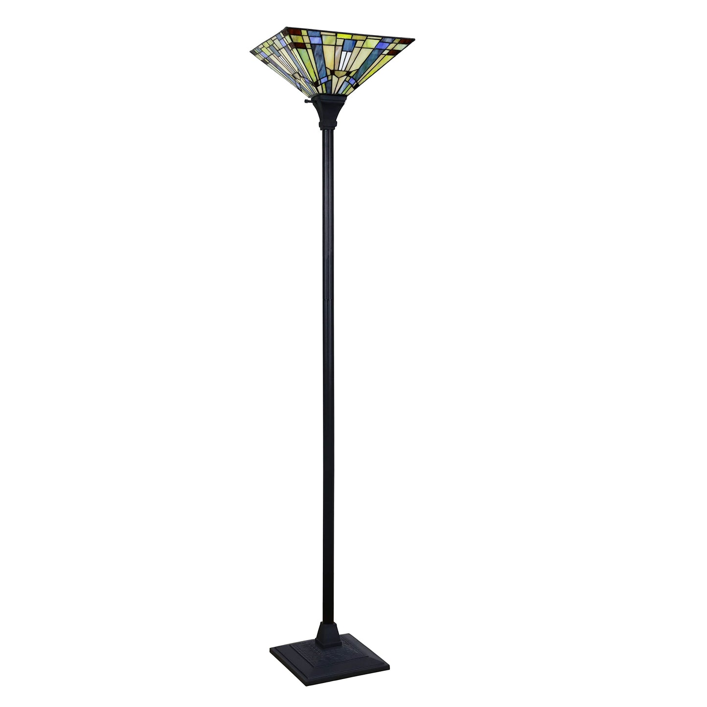 Chloe Lighting Kinsey Mission Torchiere Floor Lamp 1-Light 14in Shade Multicolor Blackish Bronze CH33293MS14-TF1