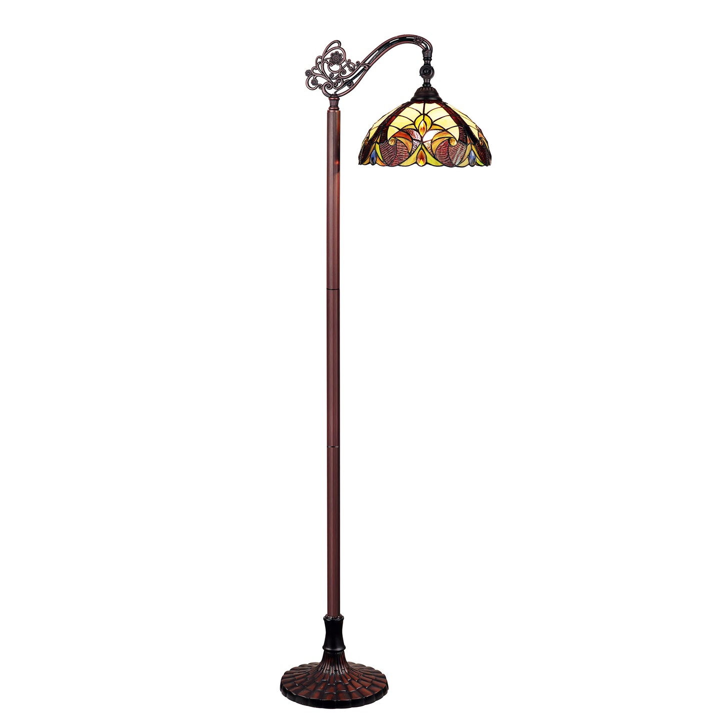 Chloe Lighting Adia Victorian Floor Lamp, 1-Light, Dark Bronze, Glass Shade, 11in Multicolor, Model CH38632AV11-RF1