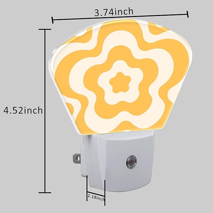 Retro Flower Swirl Night Light Plug into Wall, Yellow Flowers Night Light with Dusk to Dawn Sensor for Kid Girls Boys Women Men Bedroom, Hallway, Kitchen, Bathroom, Stairs Decor