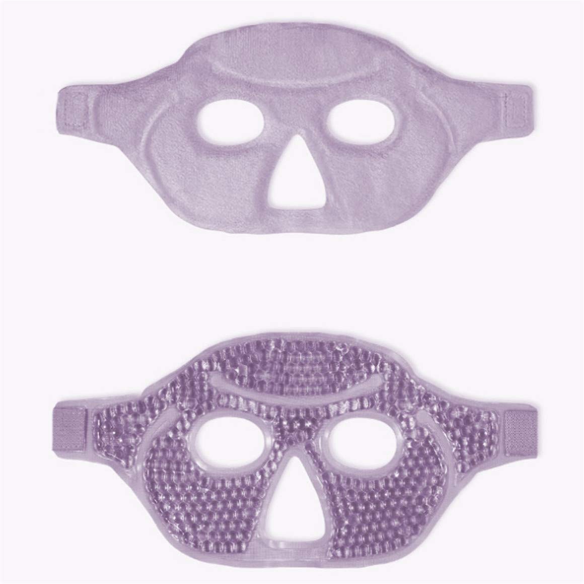 Ruzzut Cooling Gel Facial Mask, 2 PCS Reusable Face Pad for Puffiness & Swelling, Hot Cold Compress Heat Ice Gel Pack with Plush Backing for Migraine & Stress Relief, Pink and Purple