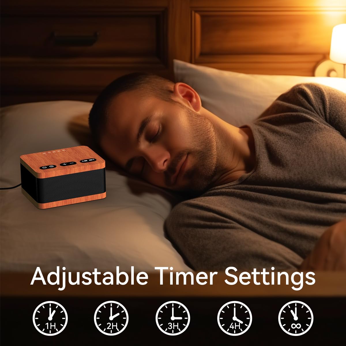 DailyBody Sound Machine White Noise Machine with 30 Soothing Sounds 32 Levels Volume 5 Timers and Memory Function Effectively Blocks Noise Ideal Sleep Machine for Baby Kids Adults… (Wood Grain)