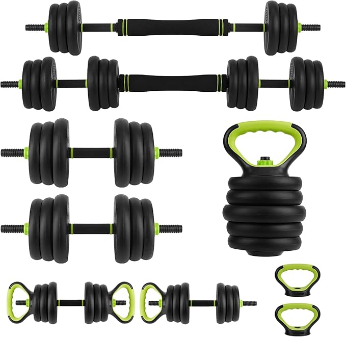 GarveeLife 4-In-1 Adjustable Dumbbell Weights, Adjustable Dumbbell Set Used As Dumbbells, Barbells, Kettlebells and Push-U...