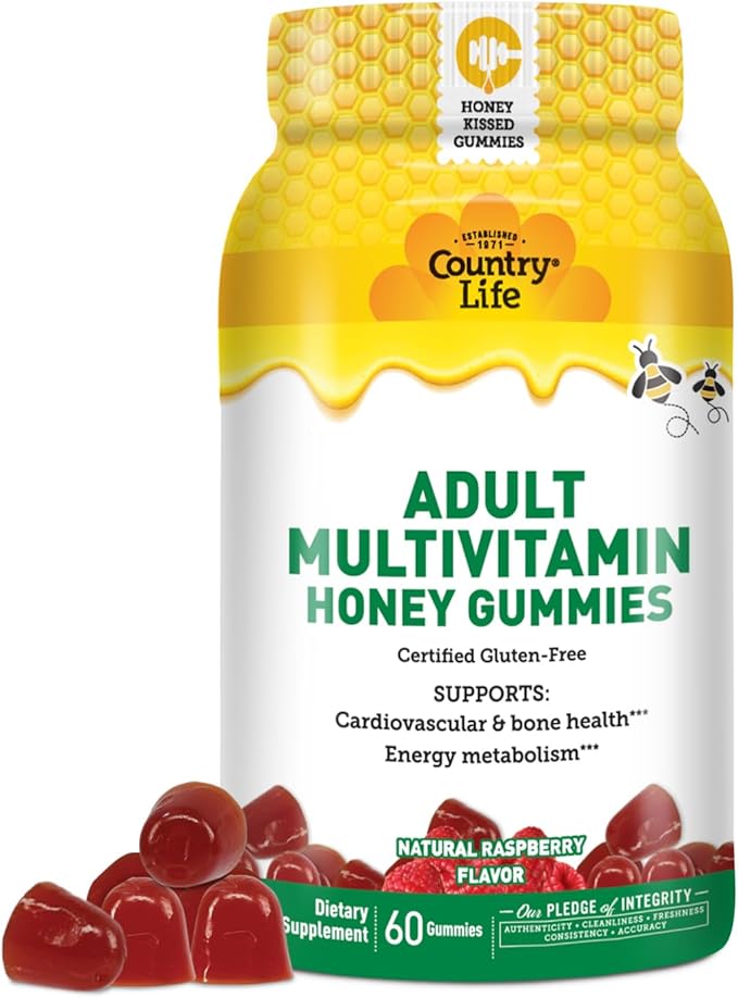 Country Life® Adult Multivitamin Honey Gummies - Non-GMO - Certified Gluten Free - Certified Vegetarian by AVA