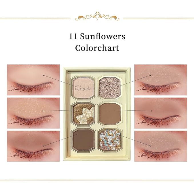 MilleFée Painting Shadow Palette 11 Sunflowers, Eyeshadow Palette, Warm Deep, Cruelty-Free, Smudge-Proof, Smooth Powder, High Blendable, High Pigmented