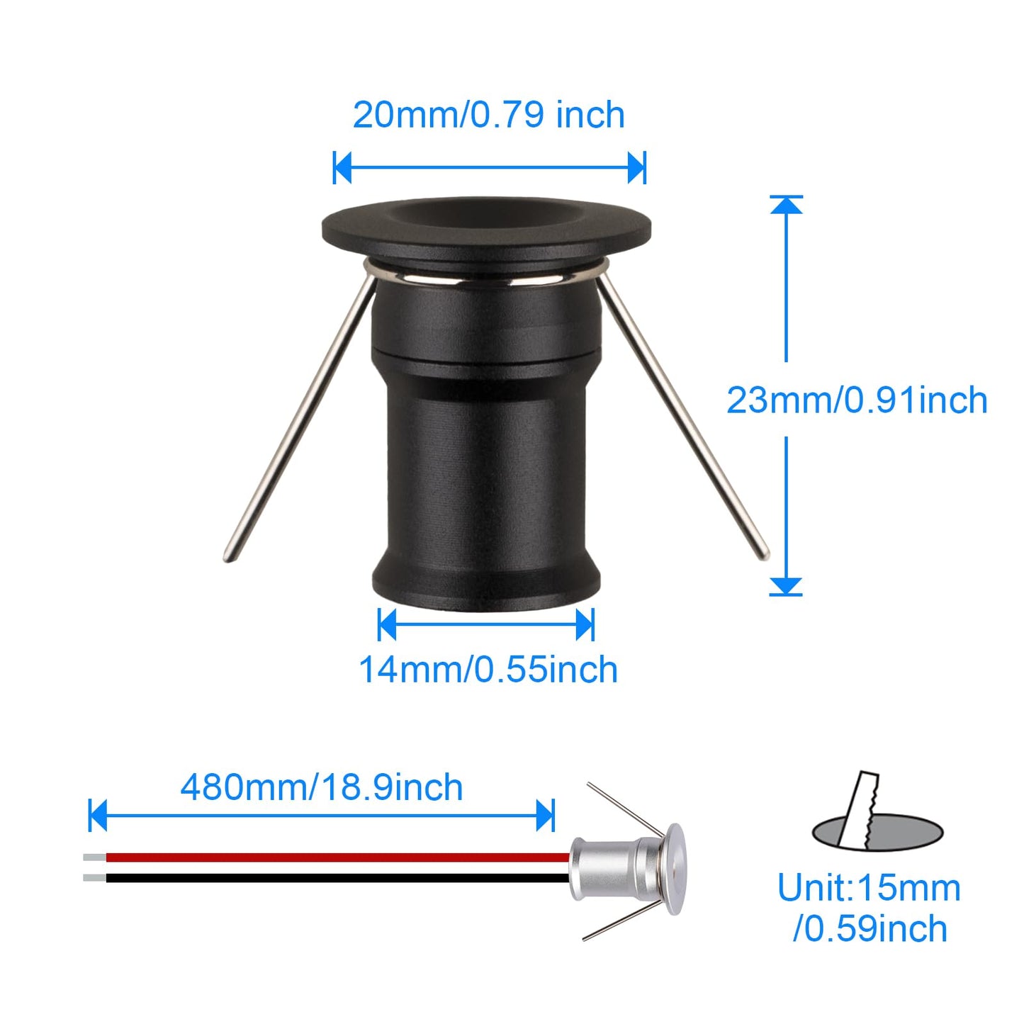 Hhtun 902 Led Mini Spotlight Dc12V 1W Suitable For Bookcases Cabinets And Various Display Cabinets As Decorative Lights Embedded Installation Soft Lighting With Power Supply (4000K Black 9Pack)