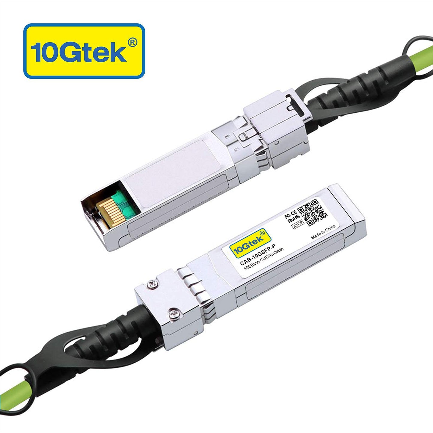 10Gtek [Green Colored 10G Sfp+ Dac Cable - Twinax Sfp Cable For Ubiquiti Unifi Devices, 0.5-Meter(1.6Ft)