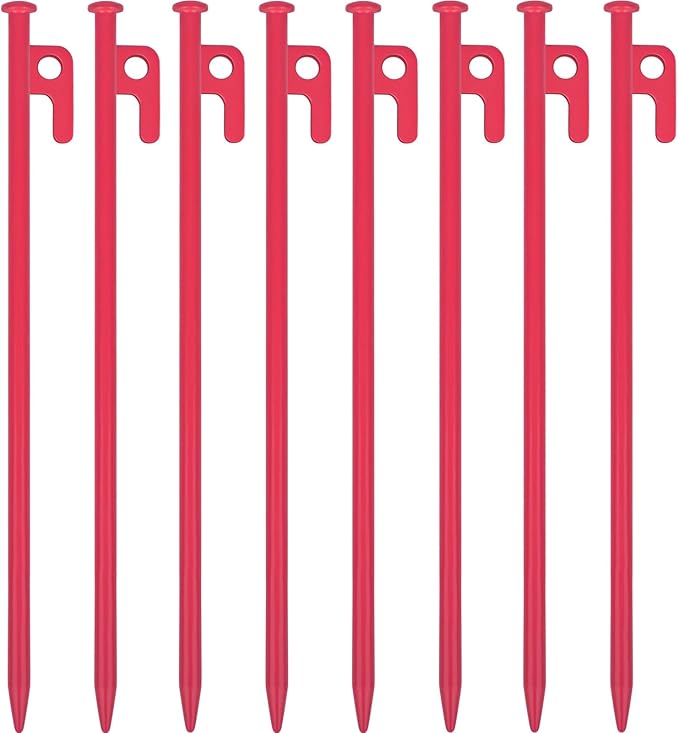 8 Pack Tent Stakes Heavy Duty 12 inch Steel Tent Pegs for Camping Unbreakable and Inflexible