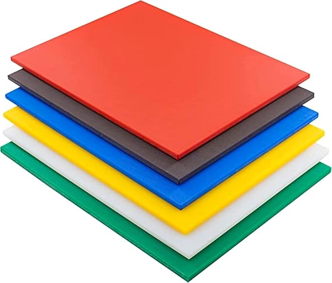TrueCraftware- Set of 6 Cutting Boards for Kitchen 24" X 18" X 1/2” Assorted Colors- Color Coded Plastic Commercial Chopping Board Anti Slip Surface Dishwasher Safe for Chopping Food Cutting Mat