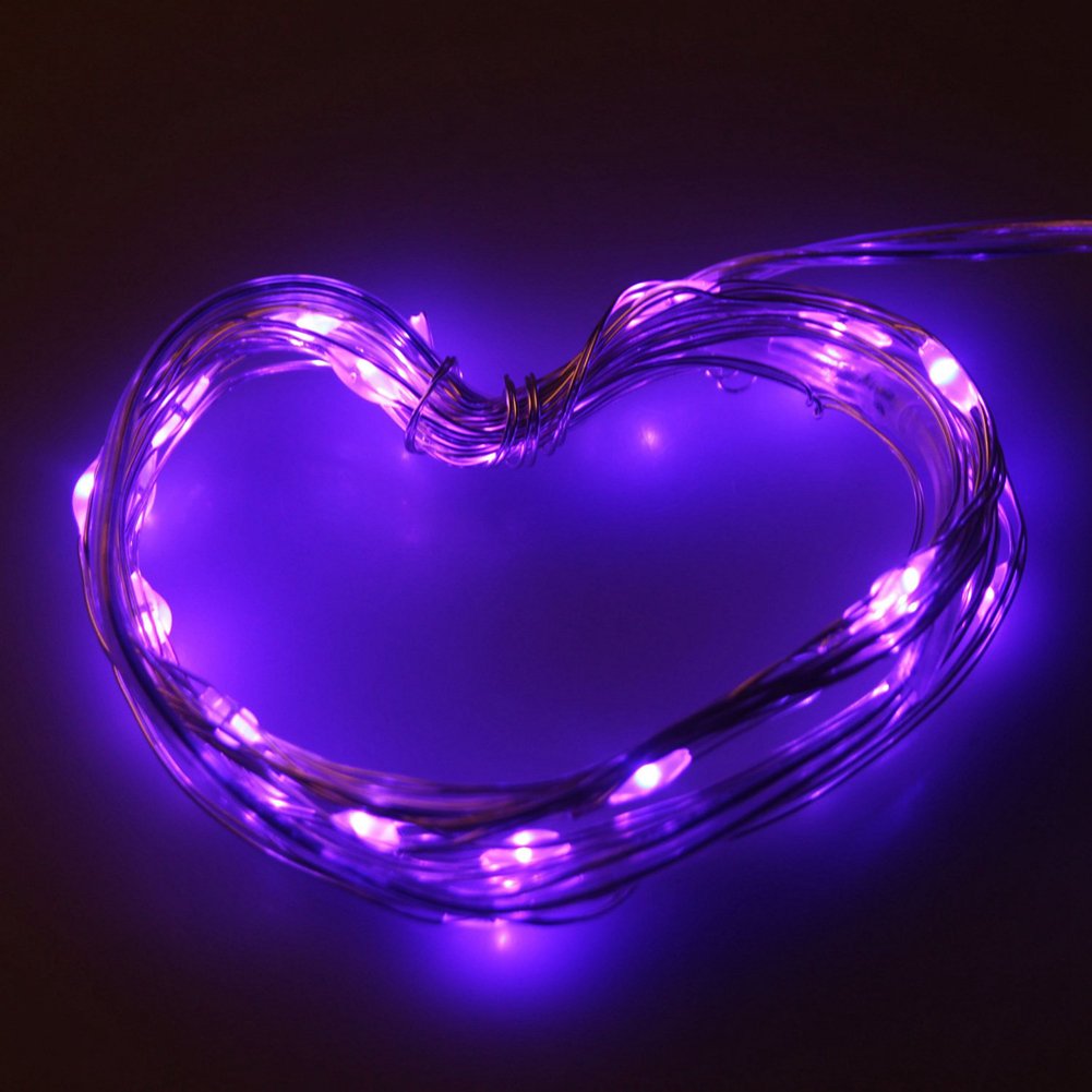 Anjaylia Led String Lights, 30 Leds, 10Ft Battery Operated Purple Fairy Lights For Home, Wedding, And Party Decorations, Model 002Pu