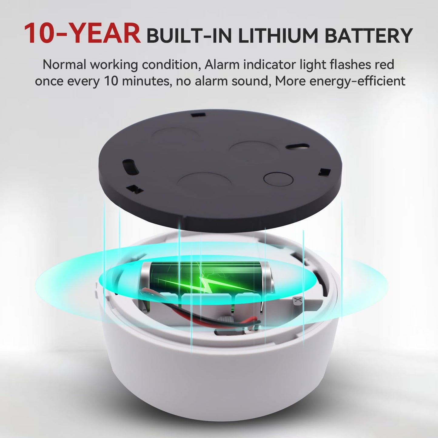 WeGoIOT Smoke Detector Alarm,10-Year Battery Smoke Fire Alarm with Photoelectric Sensor, LED Indicator Test & Silence Button-JTY-GW-YB010L (1 Pack)