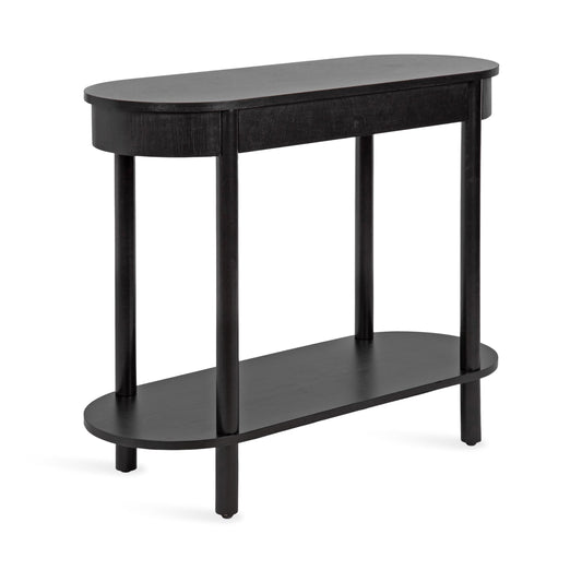 Kate and Laurel Koji Modern Tiered Rectangular Console Table; 36 x 14 x 30; Black; Transitional Two-Tier Wood Capsule Entryway Table with Storage for Use as Living Room Behind Couch Decor