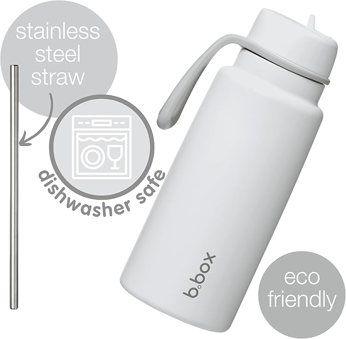 b.box Triple Insulated 34oz Water Bottle w/Stainless Steel Straw. 46 Hours Cold. Leak Proof Tumbler with Lid and Straw for Travel, Gym & School. BPA Free Sports Water Bottles.