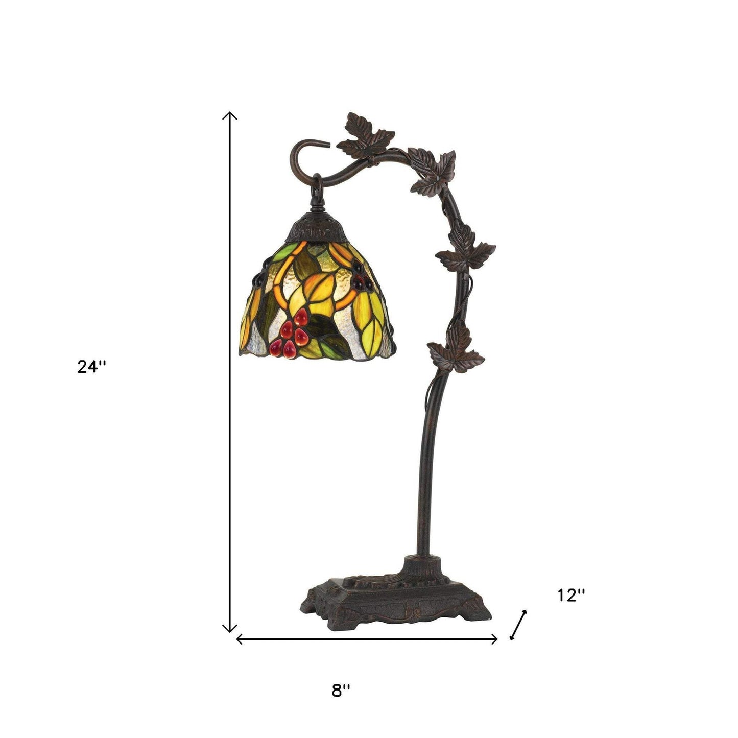 Homeroots 24 In. Bronze Metal Table Lamp With Green Dome Shade, Model 524697