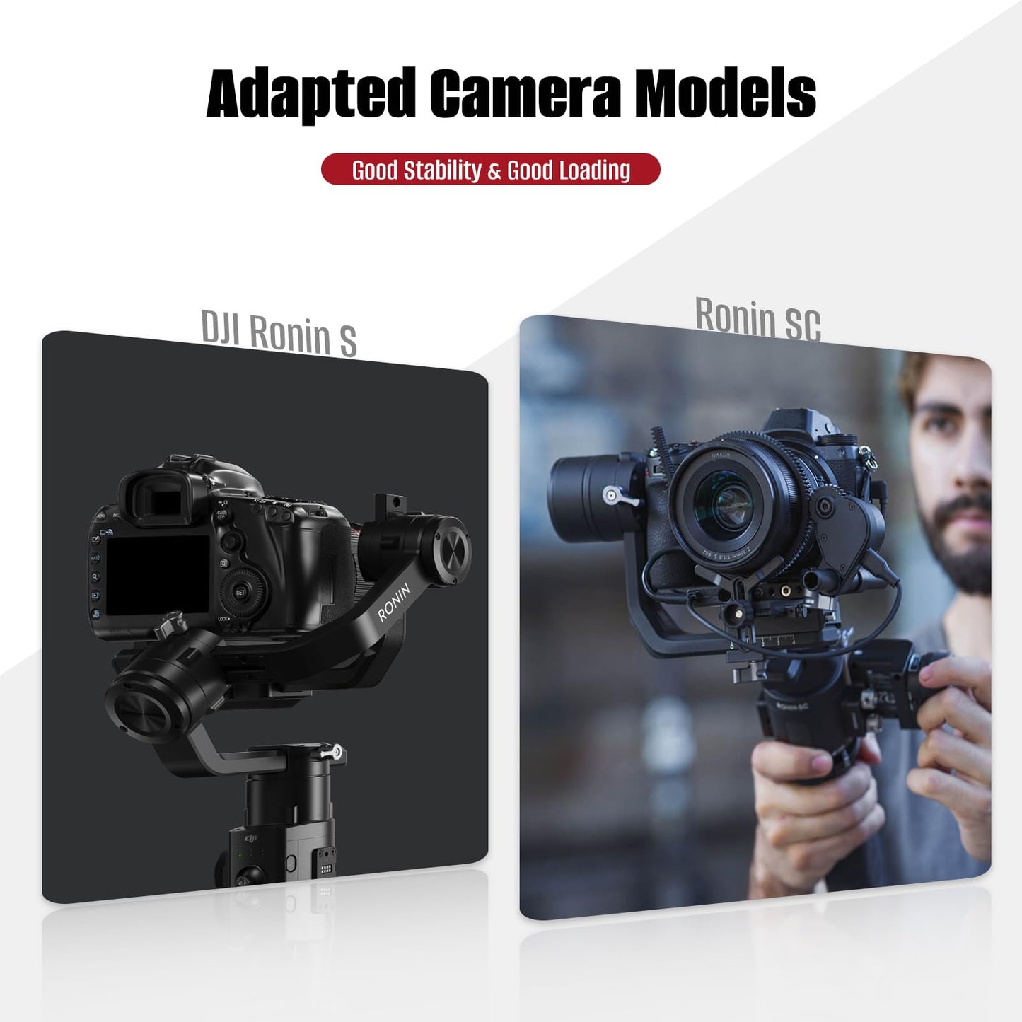 Y Bracket With Double Wheels, Frame Lens Support System With1/4In Slide Screw, For Ronin S Sc And Stabilizer Quick Release Plate