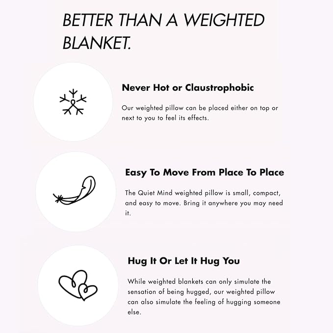Quiet Mind The Original Weighted Pillow for Adults & Kids - (Small, Agave Green, 6 lbs) - Weighted Body Pillow - Alternative to Weighted Blanket - Enhanced Deep Sleep and Stress Relief - Hug Pillow