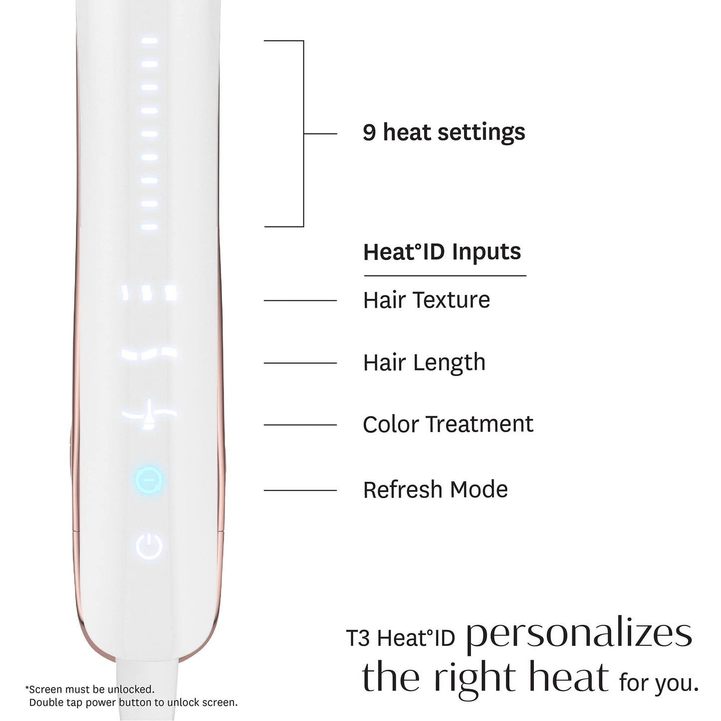 T3 Smooth ID 1    Flat Iron with Touch Interface - Digital Ceramic Flat Iron with Interactive HeatID Technology for Automatic He