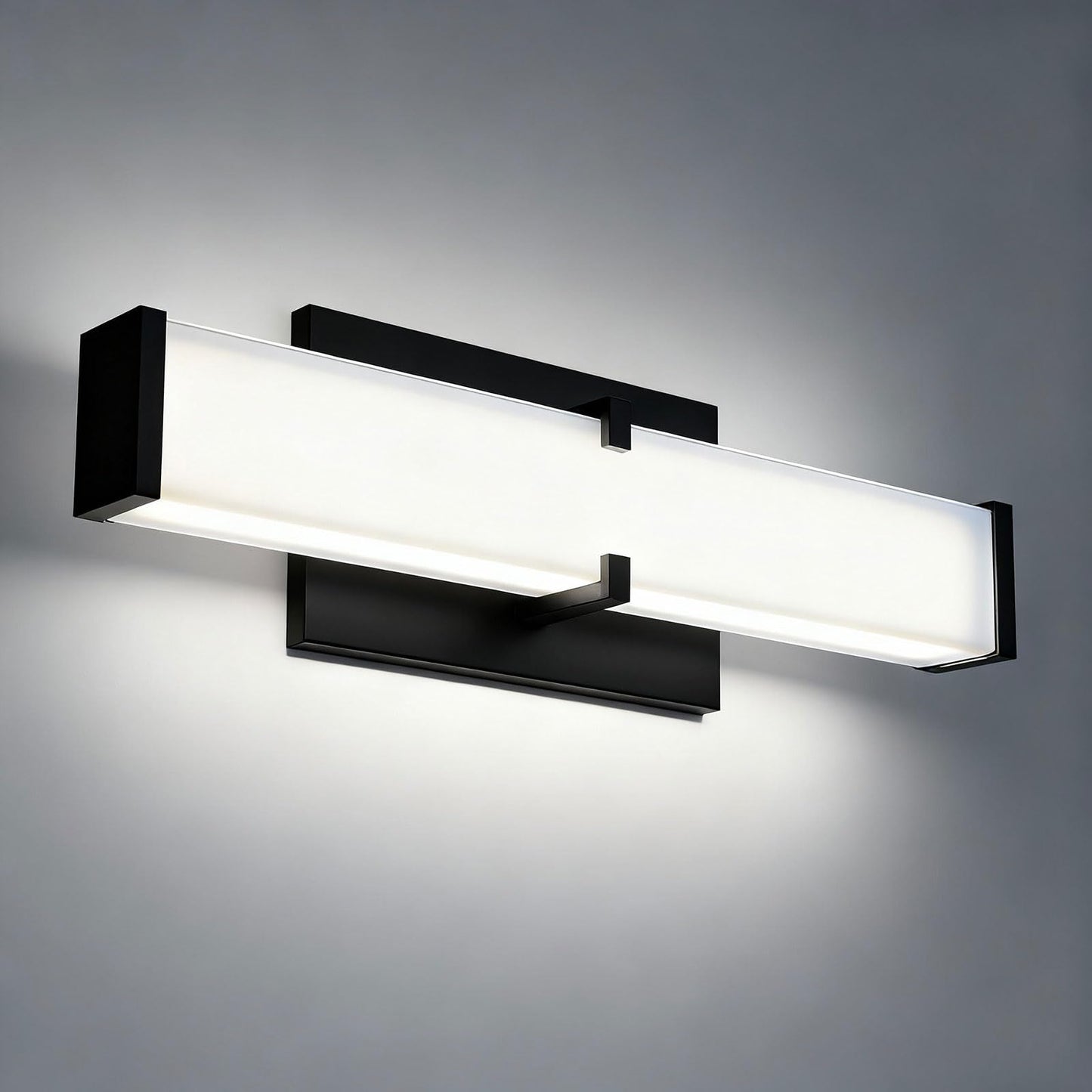 Bathroom Lighting Fixtures Over Mirror: 16-Inch Modern Bathroom Vanity Light Etl Certified - Black Led Vanity Light Bar With Elegant Clear Shade - Wall Light Fixtures 5000K Cool White Dimmable  1 Pack