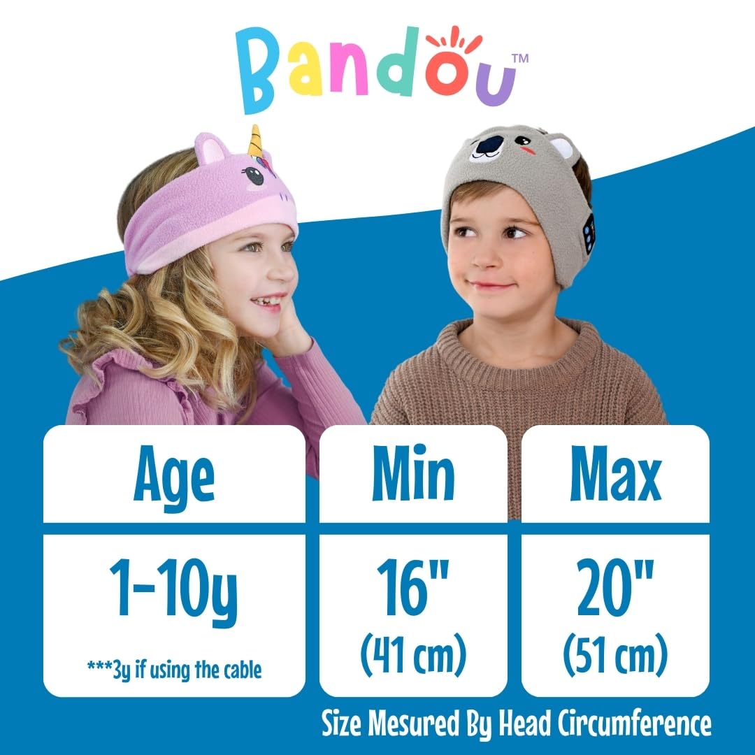 Bandou - Original Toddler & Kids Headphones - Bluetooth Wireless & Wired Headband - Comfortable Fit - Safe Volume Limited - Adjustable for Travel, Learning, and Sleep (Sparkle The Unicorn)