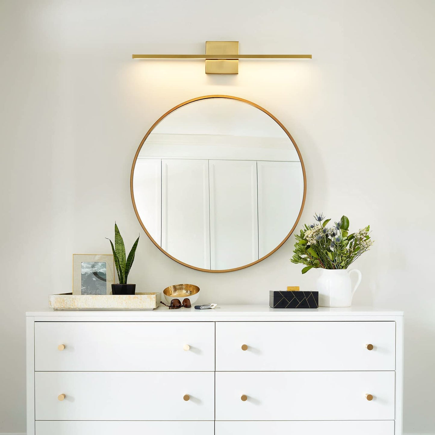 CCYCOL Gold Bathroom Light Fixtures Over Mirror 24 inch 18W LED Vanity Lights for Bathroom Modern Bath Sconces Wall Lighting 3500K Warm Light for Paintings
