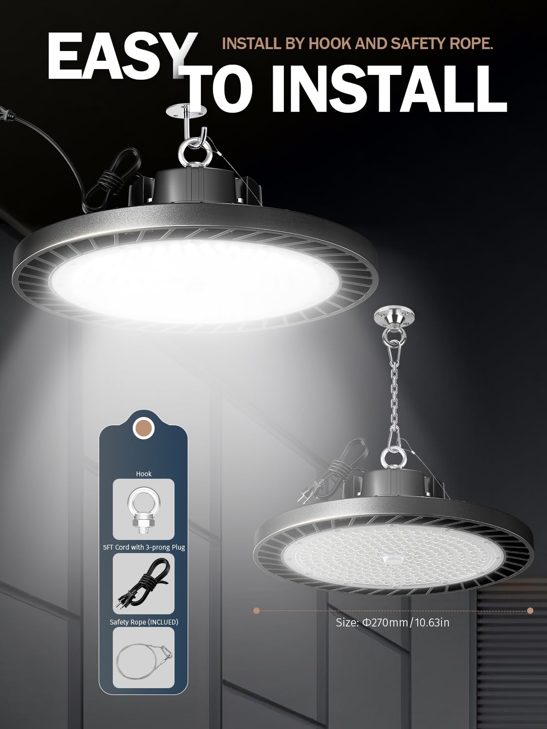 Lvsdak Ufo Led High Bay Lights 250W (Eqv.1000W Mh/Hps/Hid) 5000K Daylight 37500Lm With 5Ft Cable High Bay Led Shop Lights Commercial Lighting Fixture For Warehouse Workshop Barn Factory 6 Pack