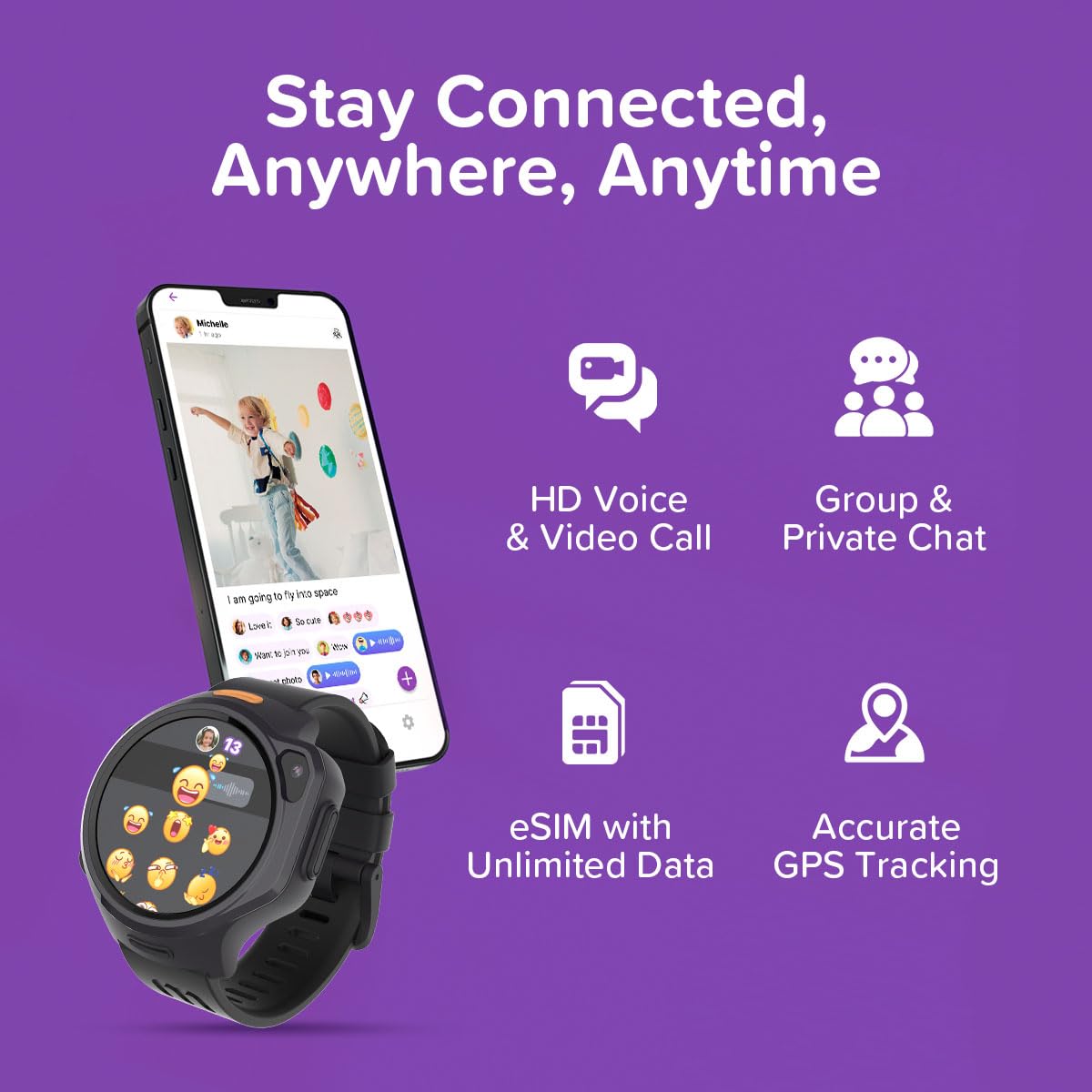 Myfirst Fone R2 Kids Smartwatch With Esim Video Calls Messaging Real-Time Gps Tracking Sos Button Safety Alerts School Mode Musi