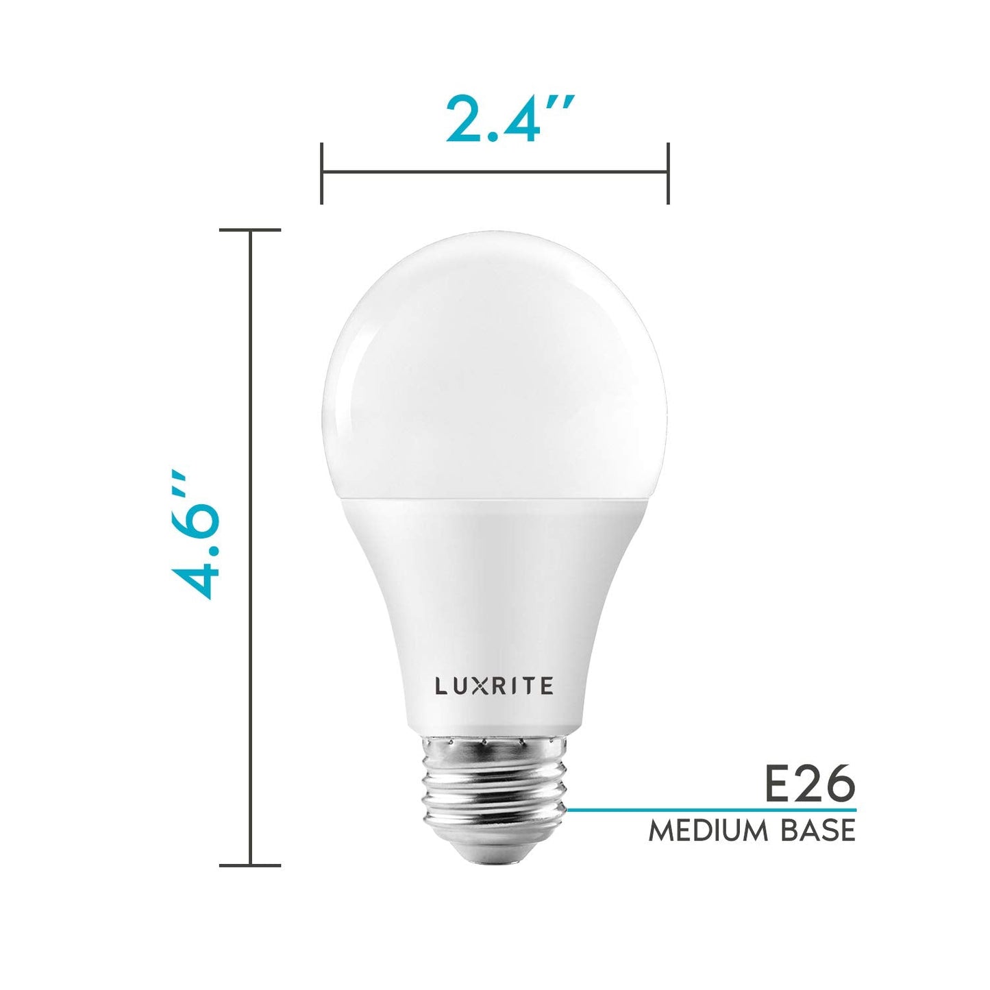 Luxrite A19 Led Light Bulbs, 100W Equivalent, Dimmable, 3500K Natural White, 15W, E26 Base, Energy Star, 12 Pack