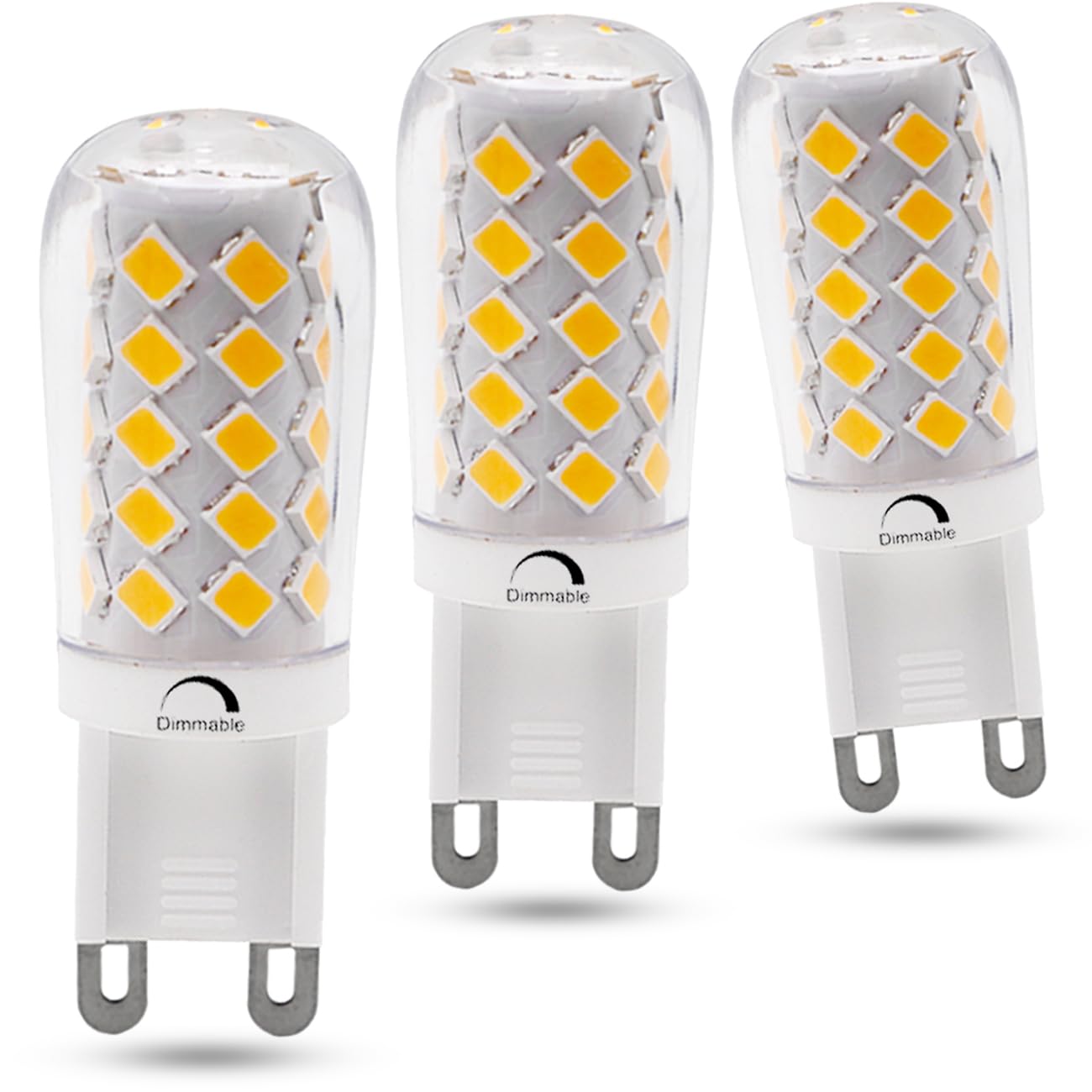 Kakemono Dimmable G9 Led Light Bulb 40Watts T4 Halogen Equivalent 4W 400Lm 2700K Warm White 120V Chandelier Lighting-3 Pack
