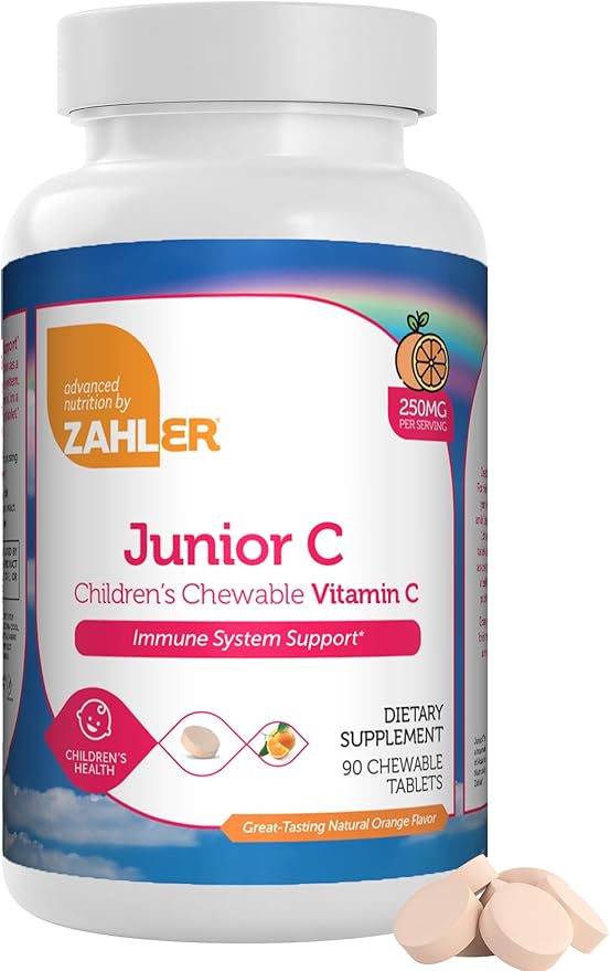 Zahler Junior C Advanced Chewable Vitamin C for Kids - Immune Support Kids Vitamins in Delicious Orange Flavor - Kosher Kids Vitamin C for Immunity - Vitamin C Chewable Antioxidant - (90 Count)