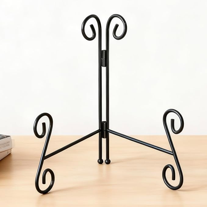Easel Stand, 8 Inch Plate Stand, 2 Pack Metal Plate Holder for Display, Iron Plate Stands for Picture Frame Record Album Collectibles